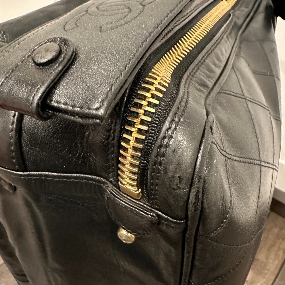CHANEL Black Quilted Leather Briefcase